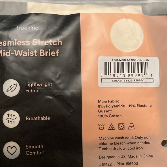 Truekind® Seamless Stretch Mid-Waist Brief -Color: Cream NIP - Picture 3 of 5